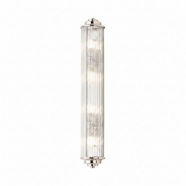 Polished nickel and fluted glass wall light