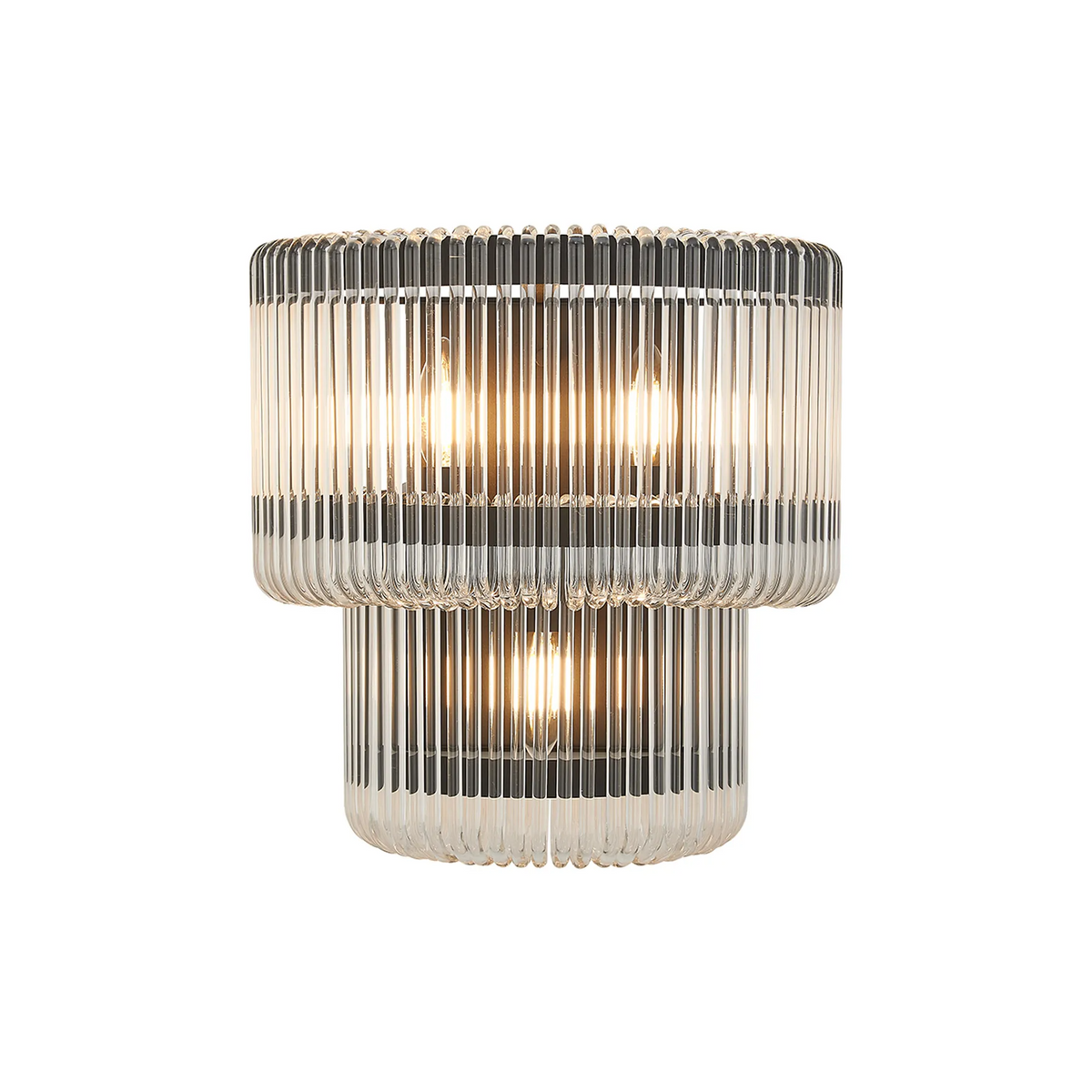 Jevington Large Two Tier Wall Light in Black with Clear Glass