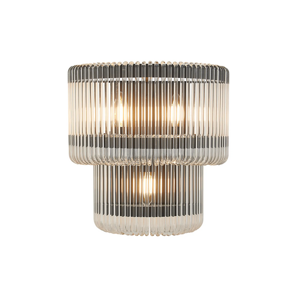 Jevington Large Two Tier Wall Light in Black with Clear Glass
