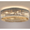 Jevington 600mm Flush Ceiling Light in Black with Smoke Brown Glass