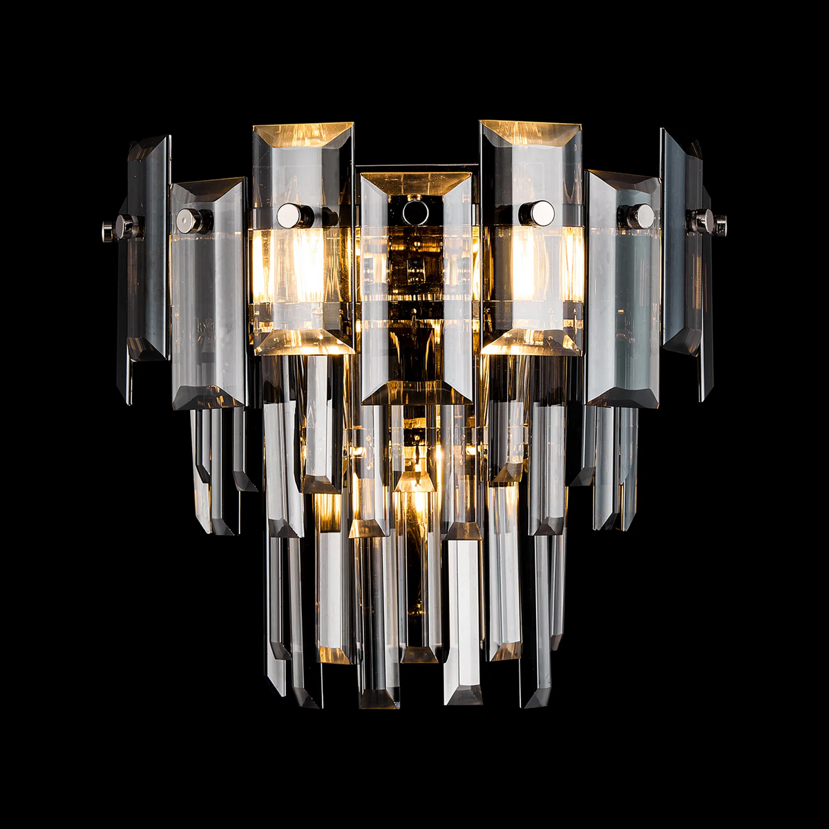 Velator Wall Light in Polished Nickel with Smoked Crystal Glass