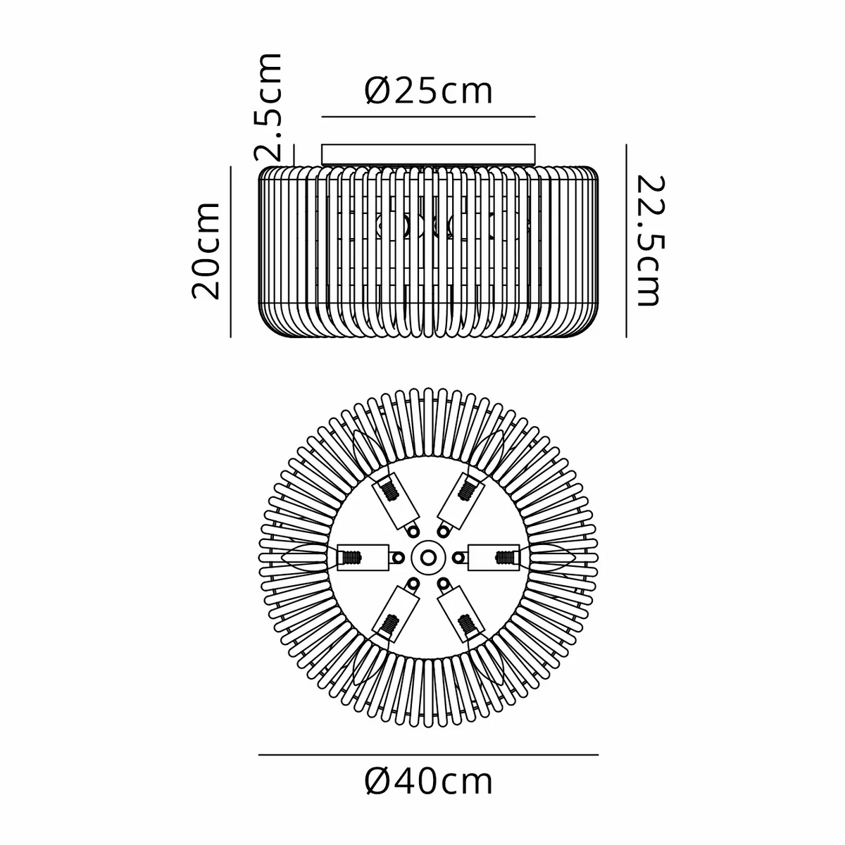 Jevington 400mm Flush Ceiling Light in Black with Clear Glass