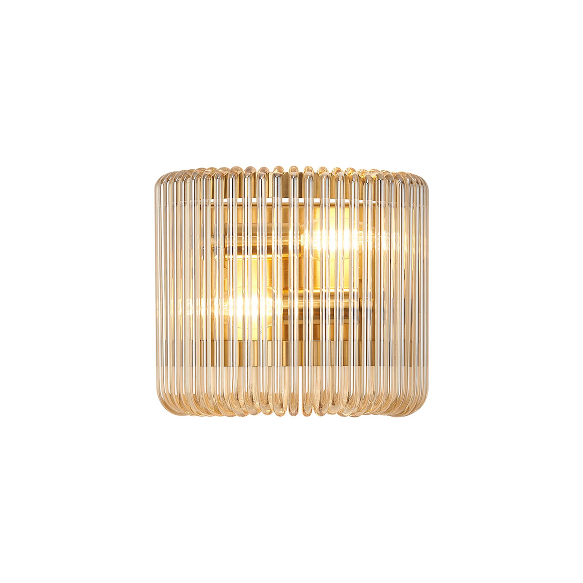 Jevington Small Wall Light in Brass with Smoke Brown Glass
