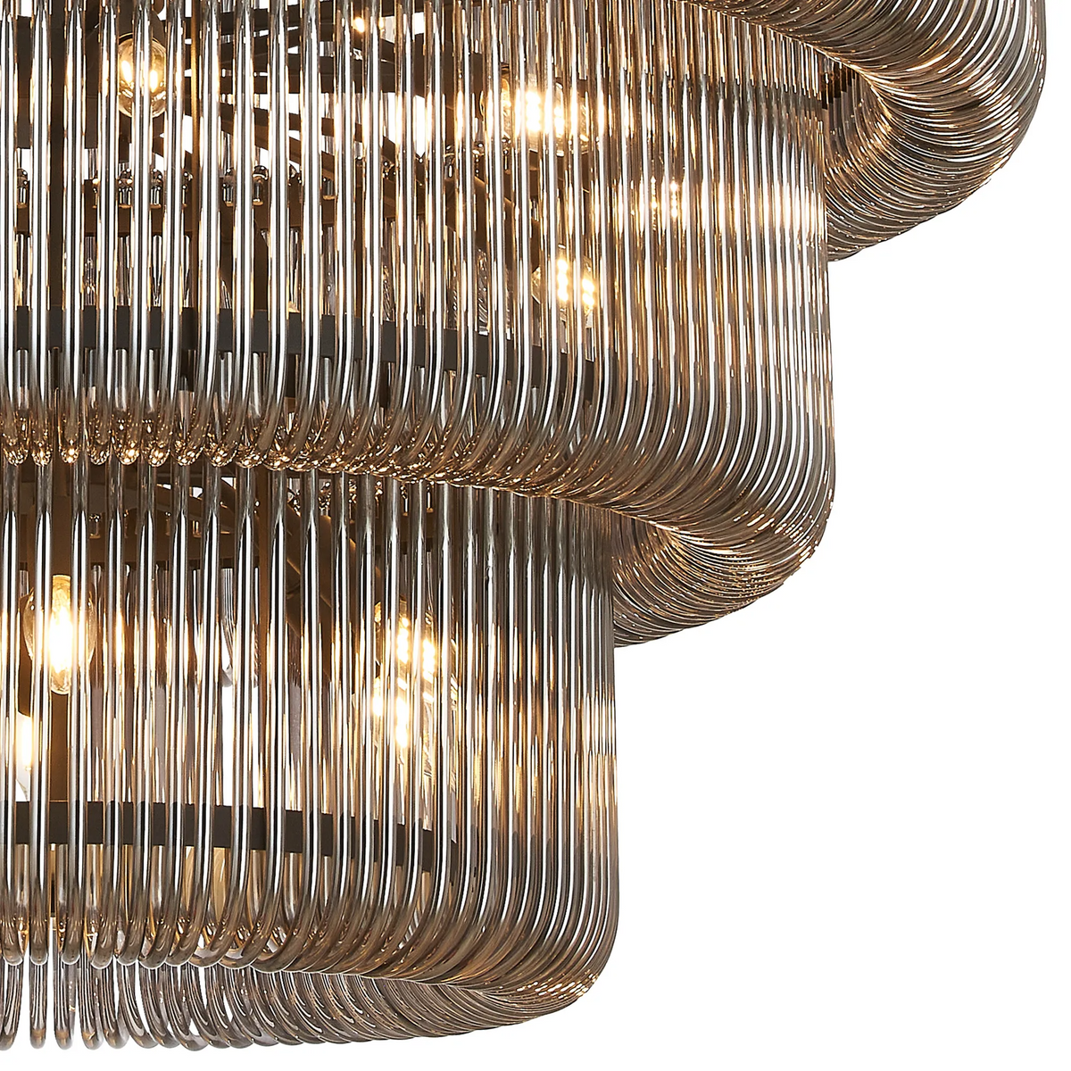 Jevington 1000mm Three Tier Pendant or Semi Flush in Black with Smoked Glass