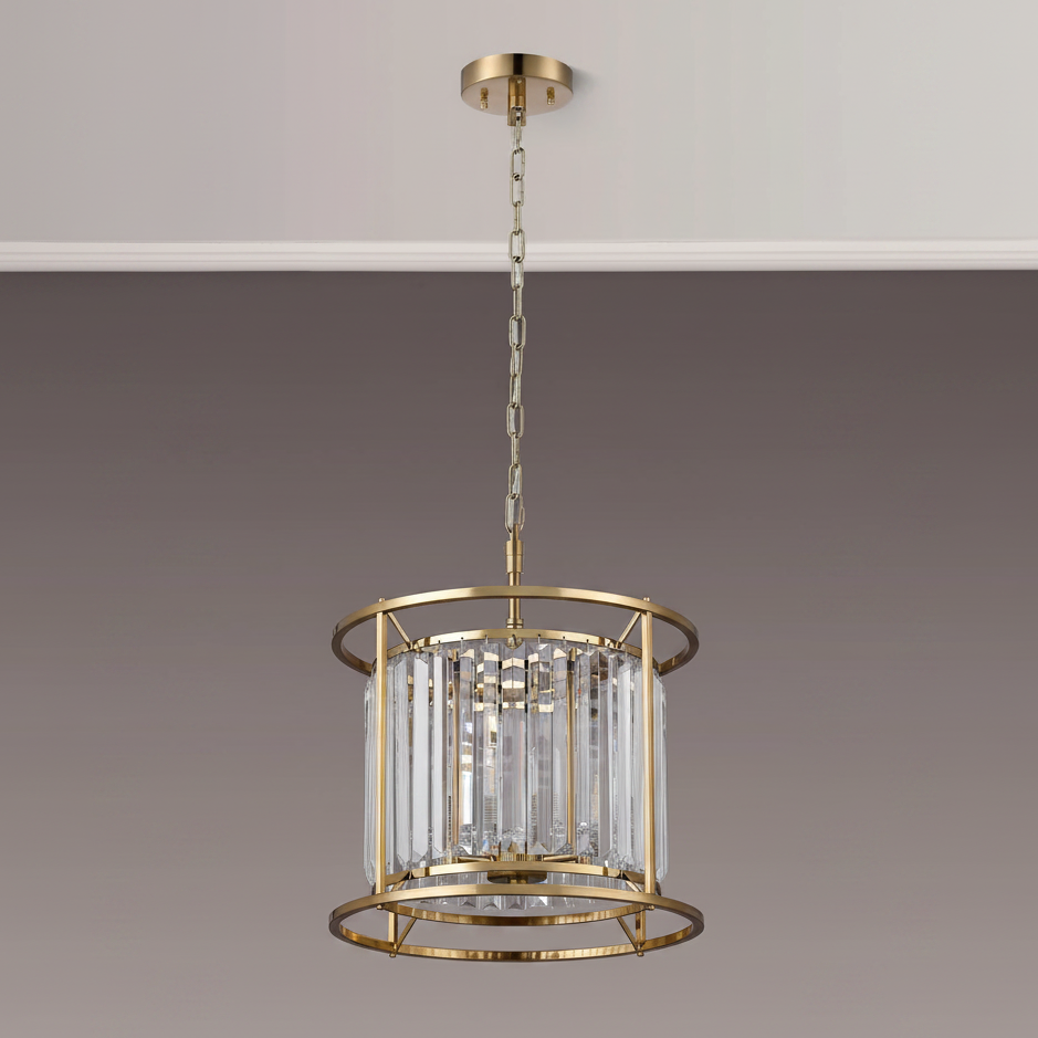 Gold chandelier with clear crystal rods