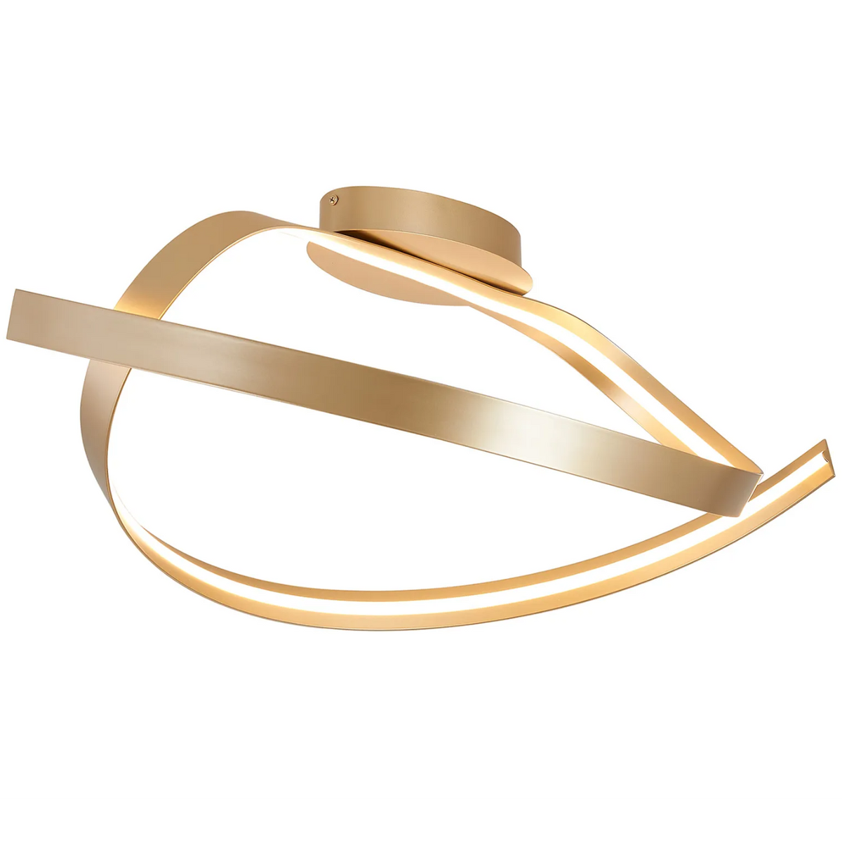 Amble Loop Dimmable LED Semi Flush Ceiling Light in Gold