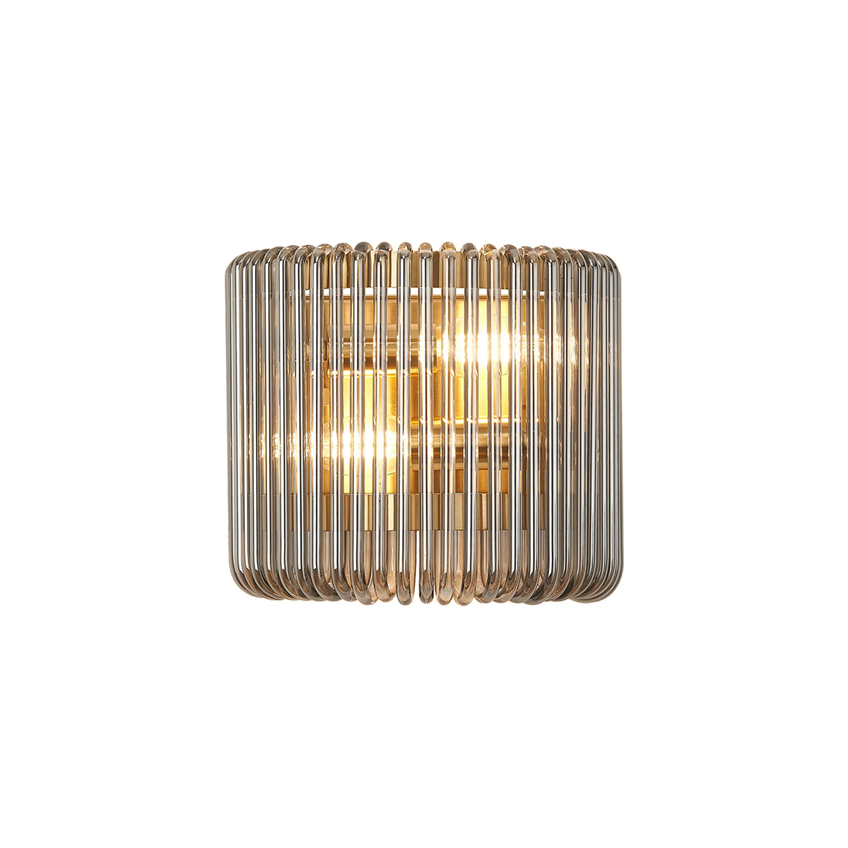 Jevington Small Wall Light in Brass with Smoked Glass