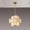 Glazeley 450mm Pendant with Faux Grey Alabaster and Gold Panels