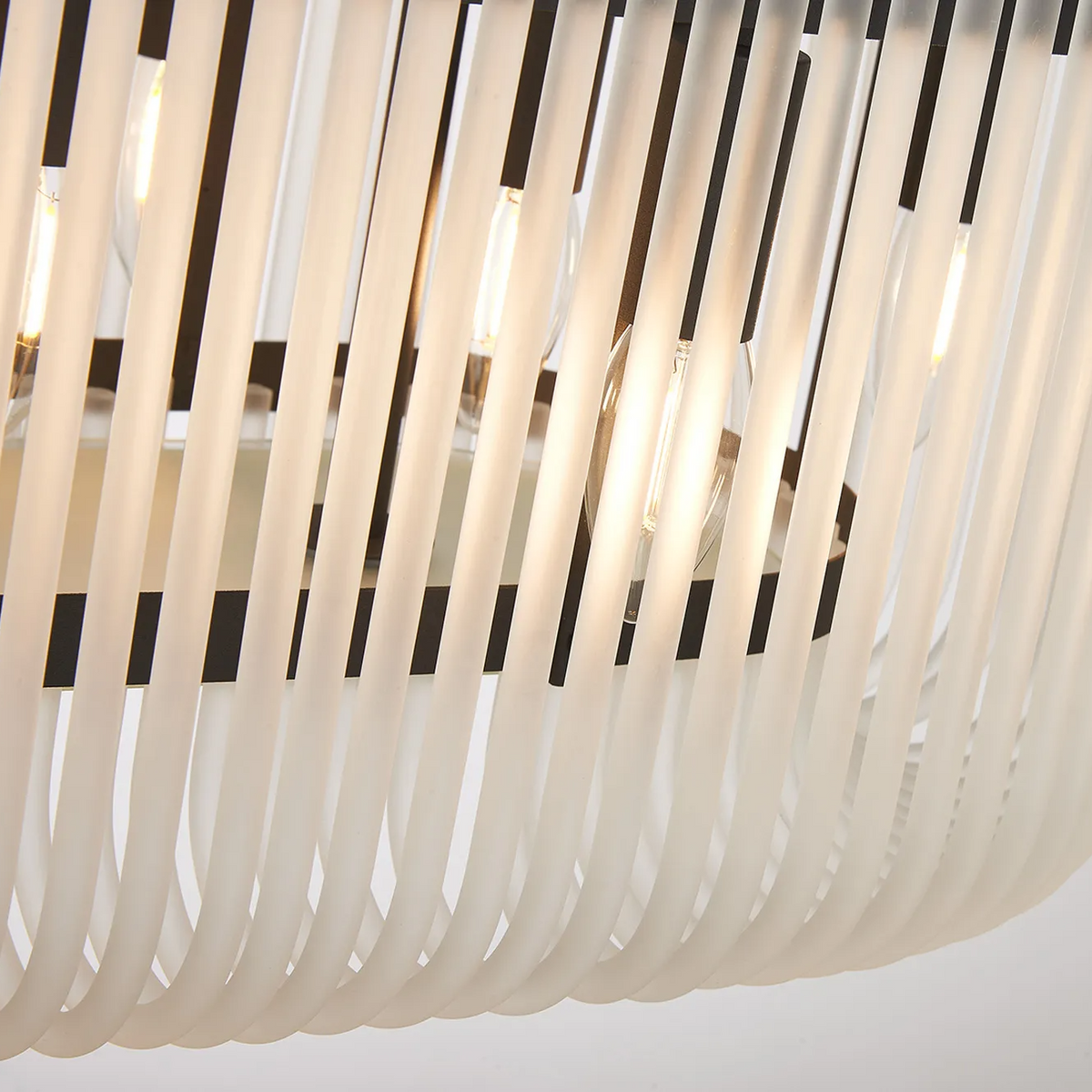Jevington 1000mm Linear Pendant in Black with Frosted Glass