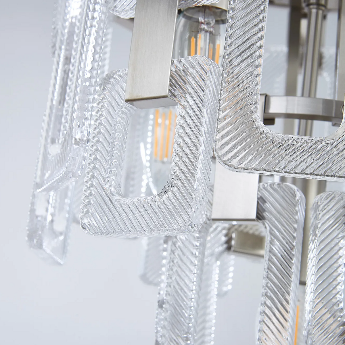 Heptonstall 300mm Two Tier Round Pendant in Satin Nickel with Clear Glass