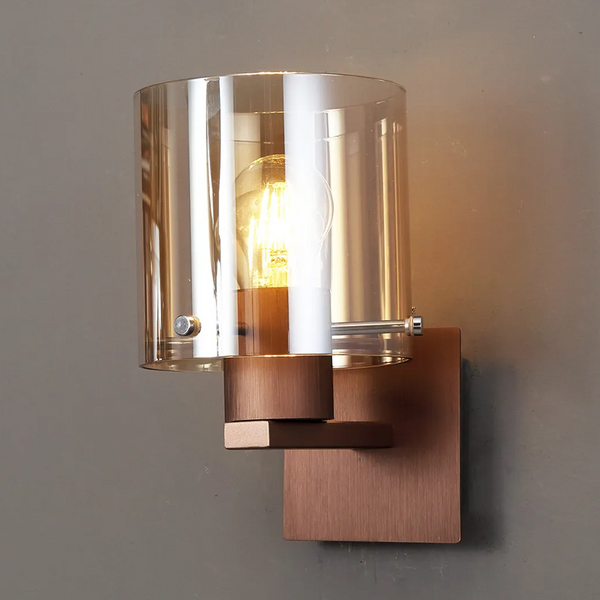 Belstone Switched Wall Light in Mocha with Amber Glass