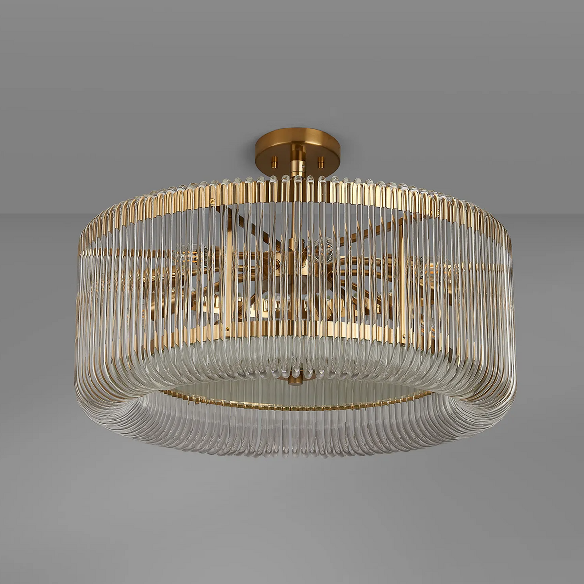Jevington 600mm Pendant or Semi Flush in Brass with Clear Glass