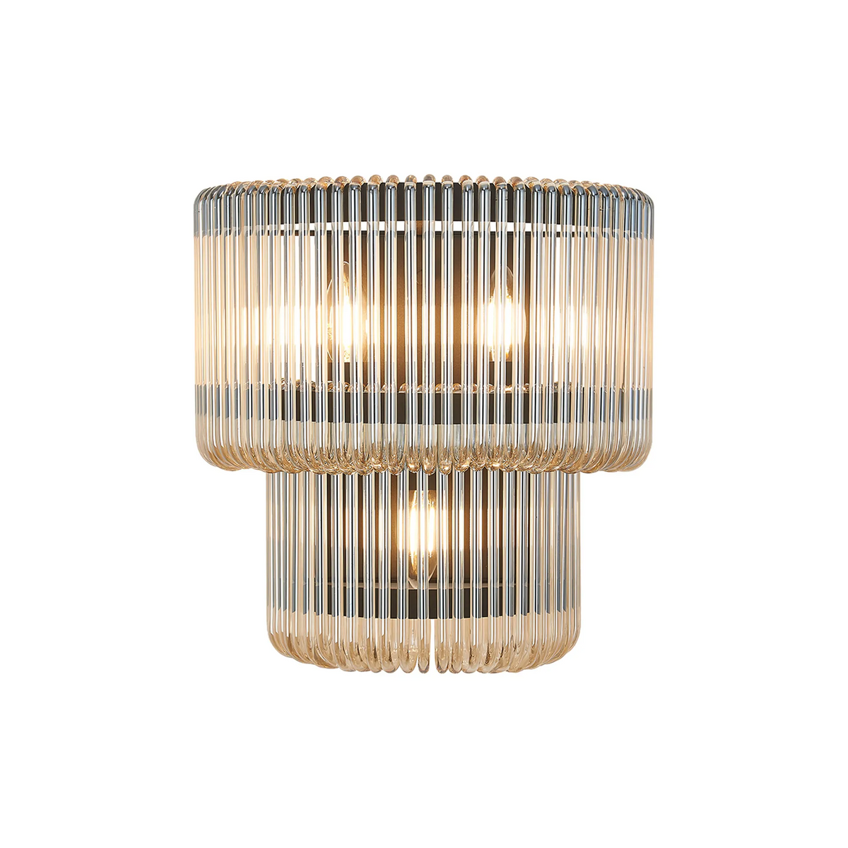 Jevington Large Two Tier Wall Light in Black with Smoke Brown Glass