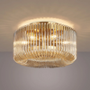 Jevington 400mm Flush Ceiling Light in Brass with Smoke Brown Glass