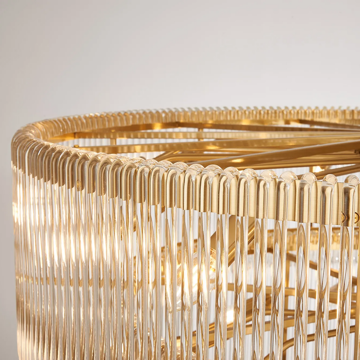 Jevington 1000mm Three Tier Pendant or Semi Flush in Brass with Clear Glass