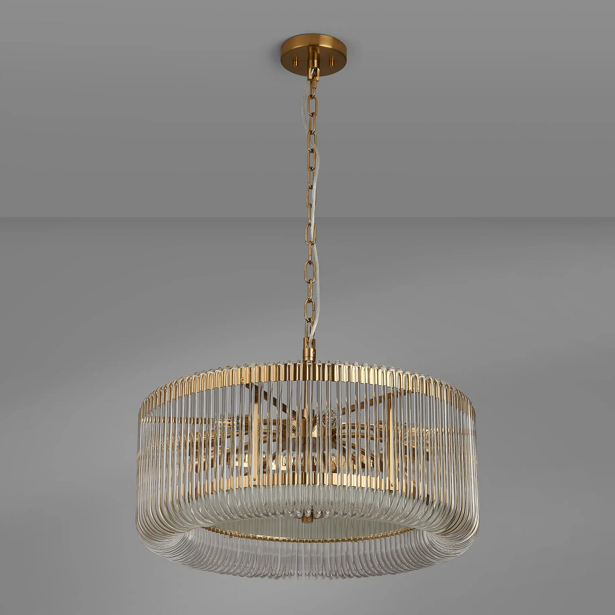 Jevington 600mm Pendant or Semi Flush in Brass with Clear Glass