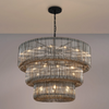 Jevington 1000mm Three Tier Pendant or Semi Flush in Black with Smoked Glass
