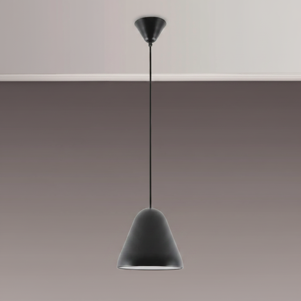 Tudeley 220mm Single Drop Pendant in Matt Black