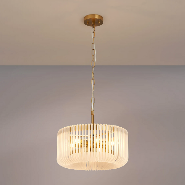 Jevington 400mm Pendant or Semi Flush in Brass with Frosted Glass