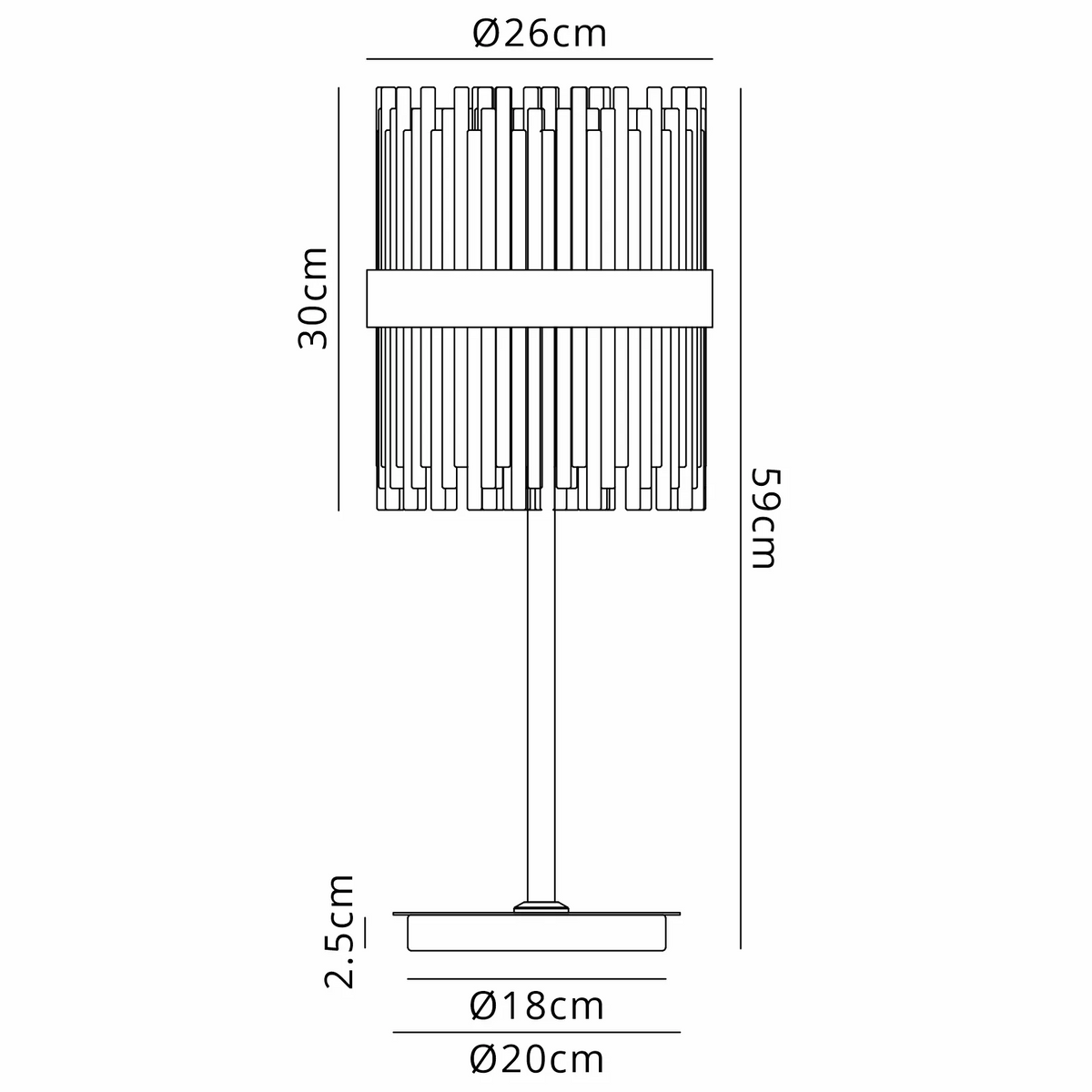Eckington Table Lamp in Matt Bronze with Smoked Glass Rods