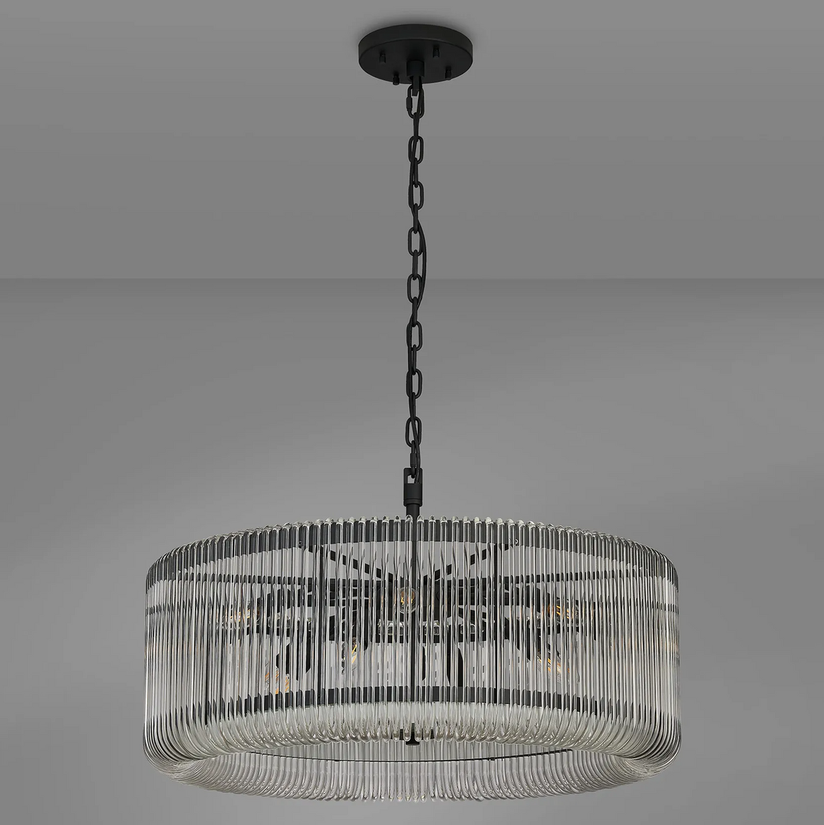 Jevington 780mm Pendant or Semi Flush in Black with Clear Glass