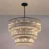 Jevington 1000mm Three Tier Pendant or Semi Flush in Black with Clear Glass