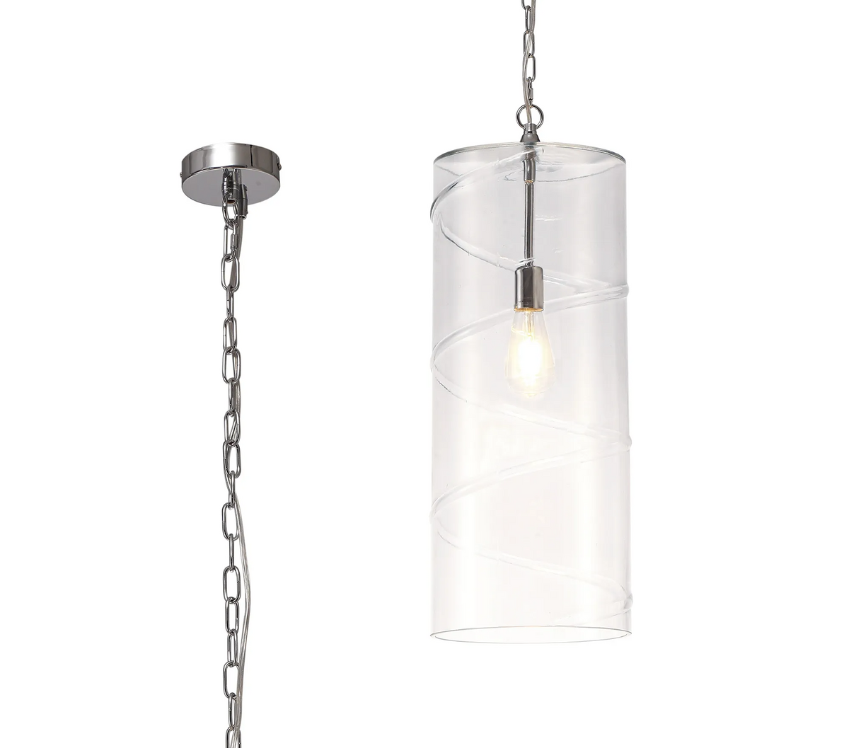 Leigham Polished Chrome Pendant with Clear Glass Shade by Lumiere