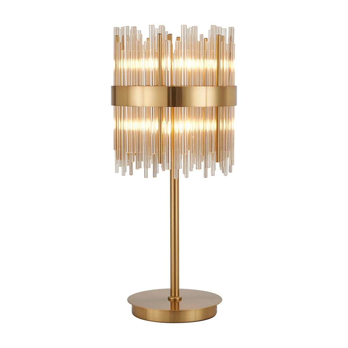 Eckington Table Lamp in Brass with Cognac Glass Rods