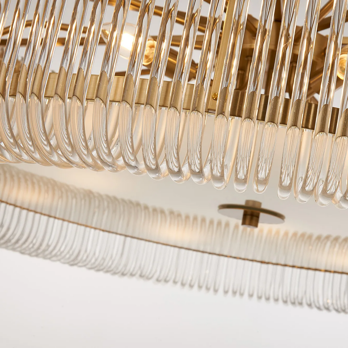 Jevington 1000mm Pendant or Semi Flush in Brass with Clear Glass