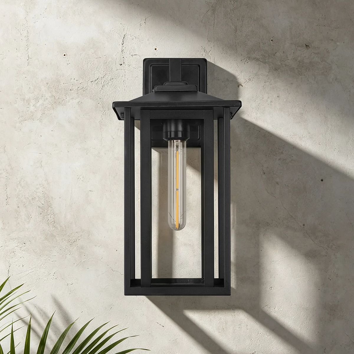 Dersingham IP54 Medium Exterior Wall Light in Satin Black with Clear Glass