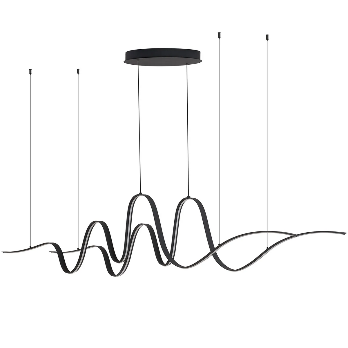 Amble Double Wave Dimmable LED Linear Pendant in Dark Grey