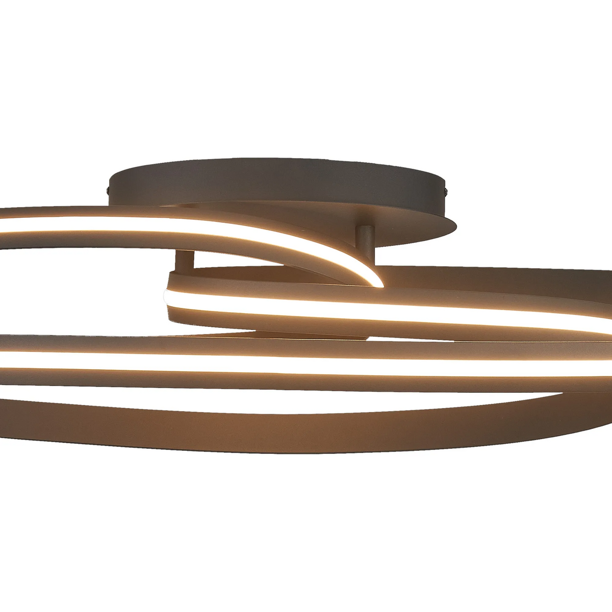 Amble Double Loop Dimmable LED Flush Ceiling Light in Dark Grey