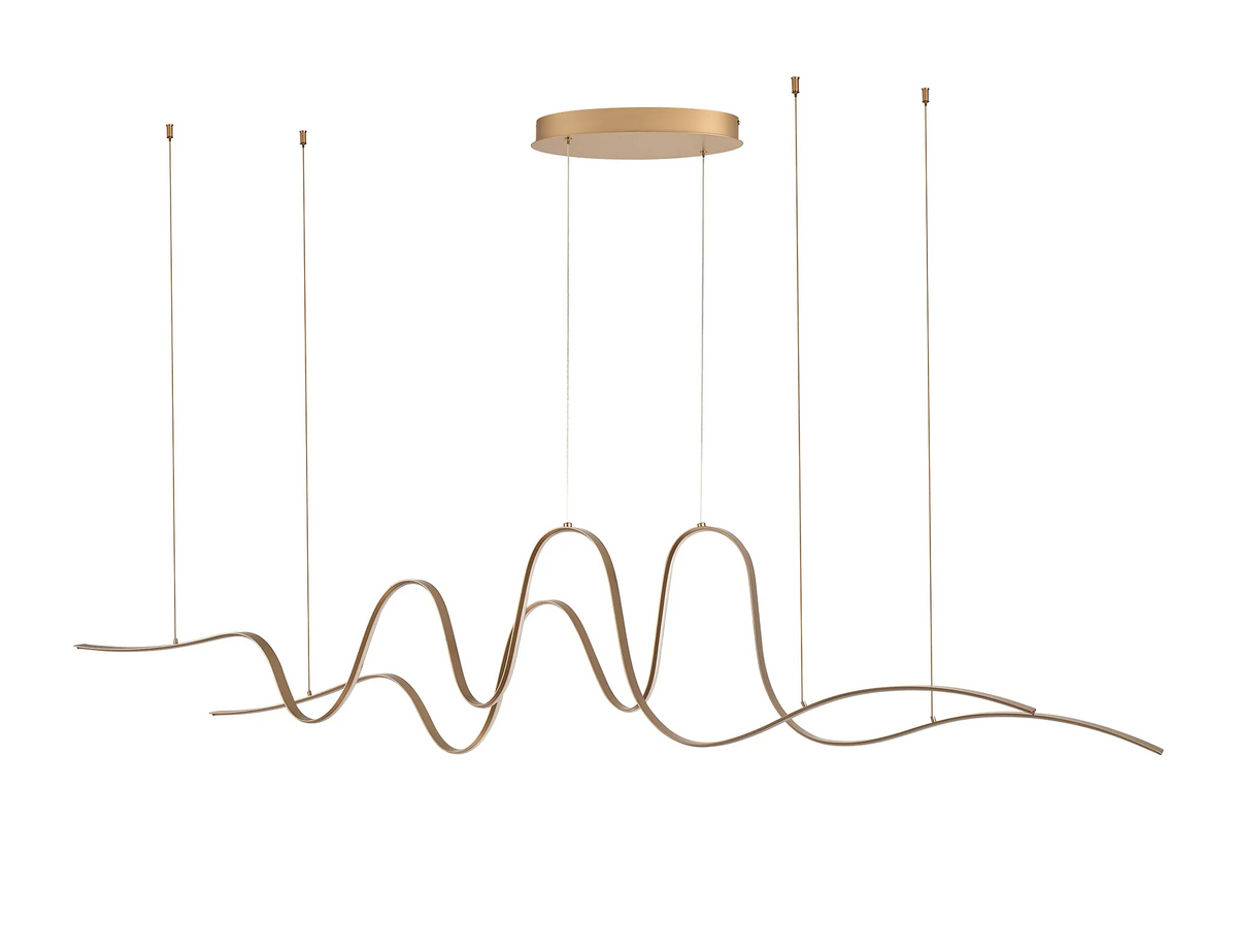 Amble Double Wave Dimmable LED Linear Pendant in Gold