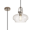 Bedlington Single Drop Pendant in Polished Nickel with Clear Glass Shade
