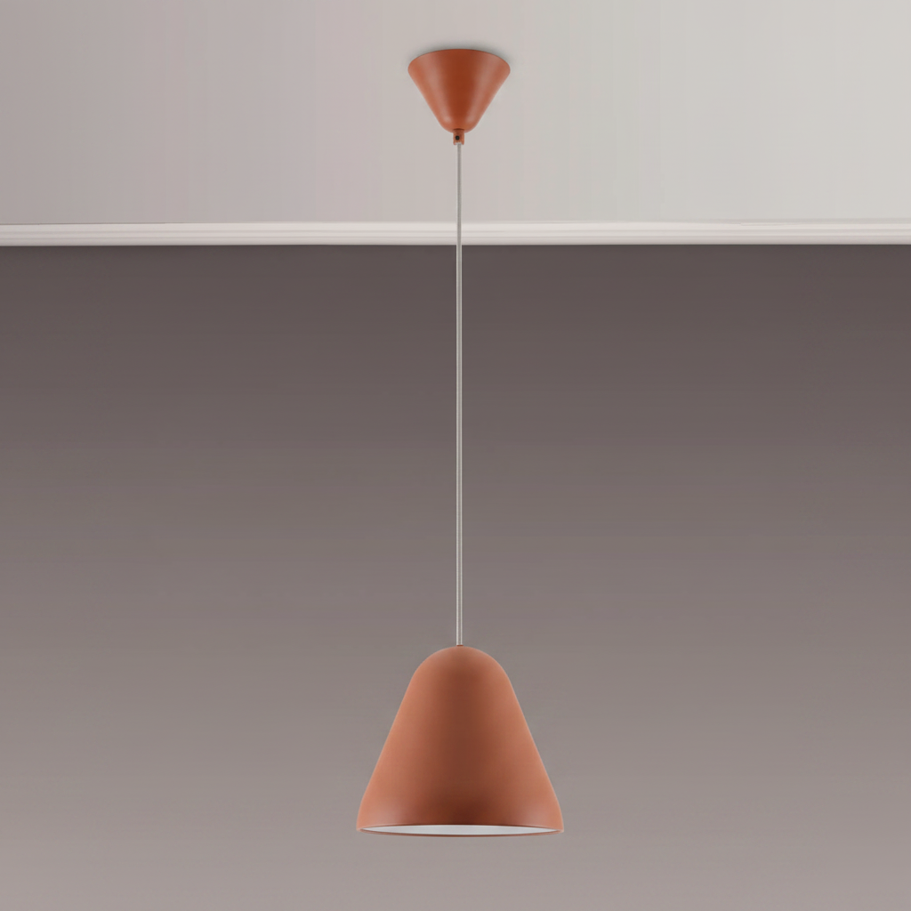 Tudeley 220mm Single Drop Pendant in Matt Orange