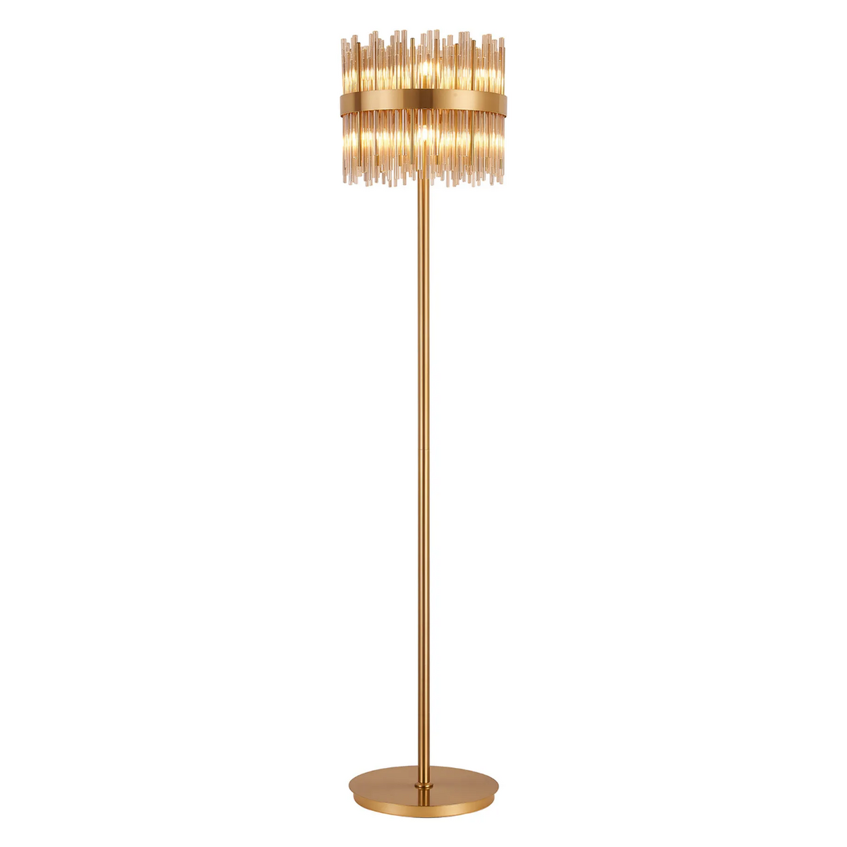Eckington Floor Lamp in Brass with Cognac Glass Rods