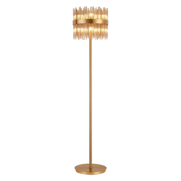 Eckington Floor Lamp in Brass with Cognac Glass Rods