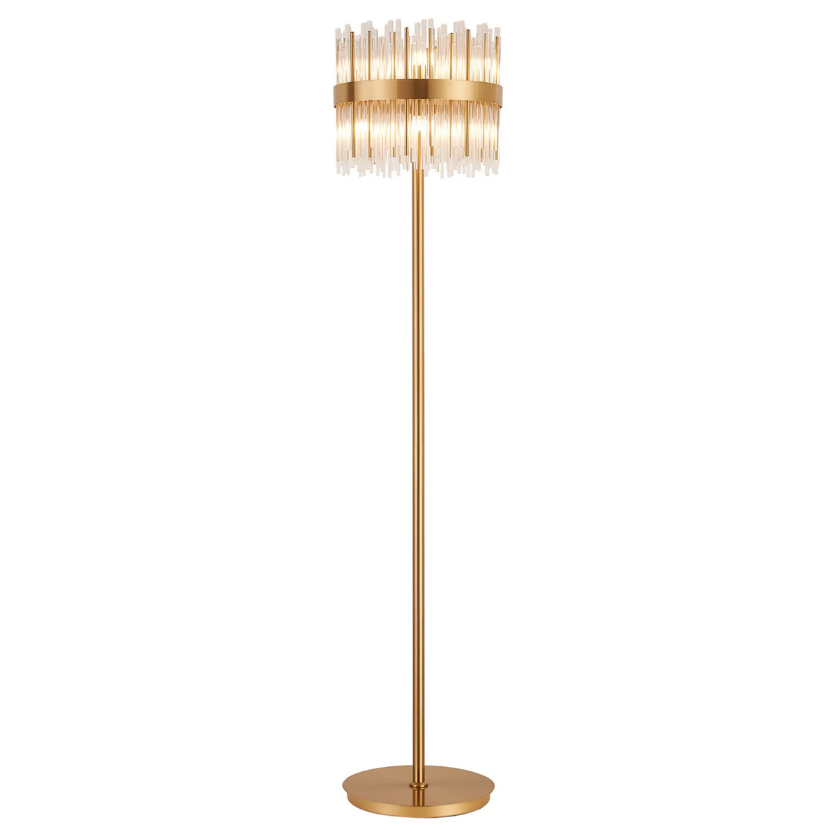 Eckington Floor Lamp in Brass with Clear Glass Rods