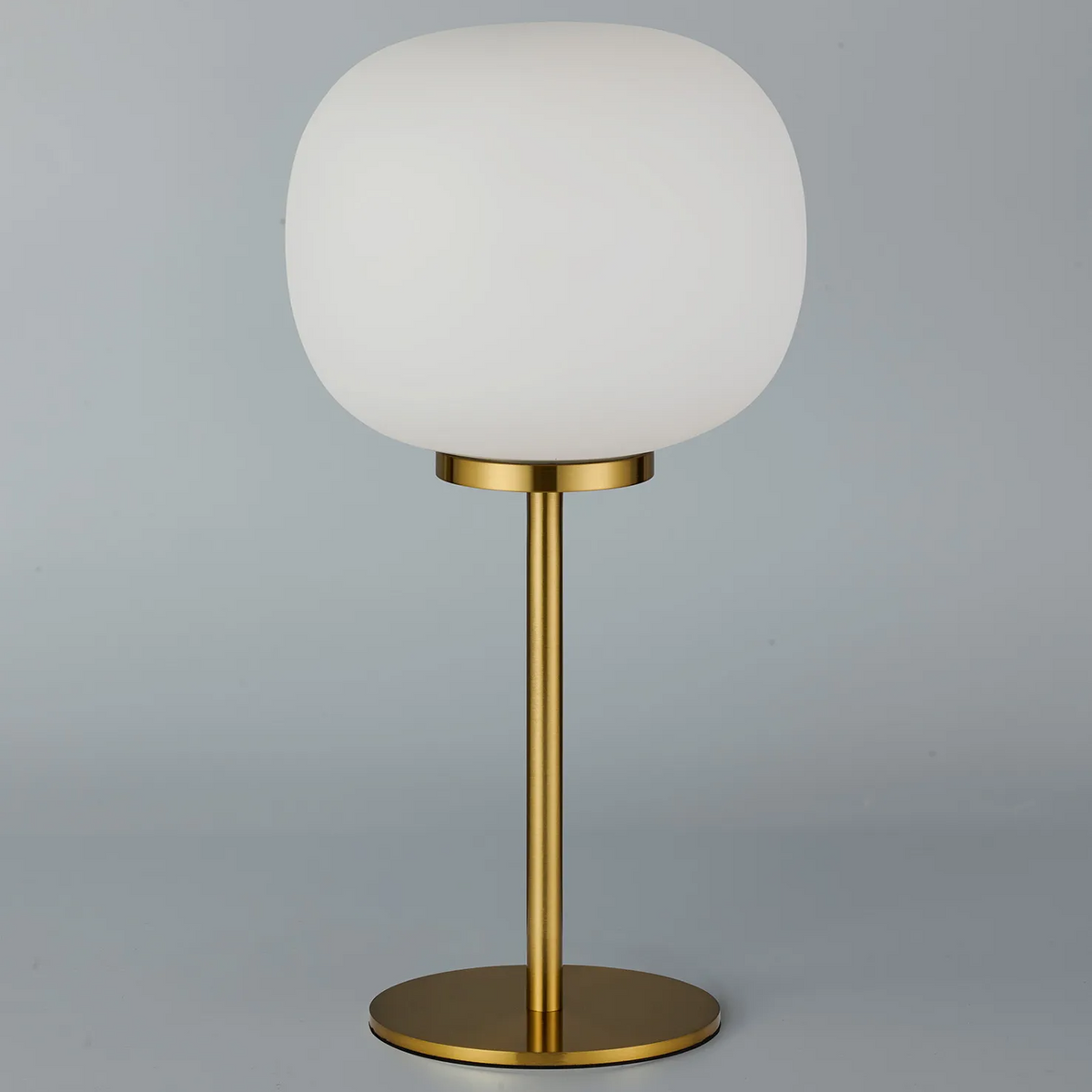 Lumiere Milton Small Oval Ball Tall Table Lamp in Aged Brass & Frosted White Shade