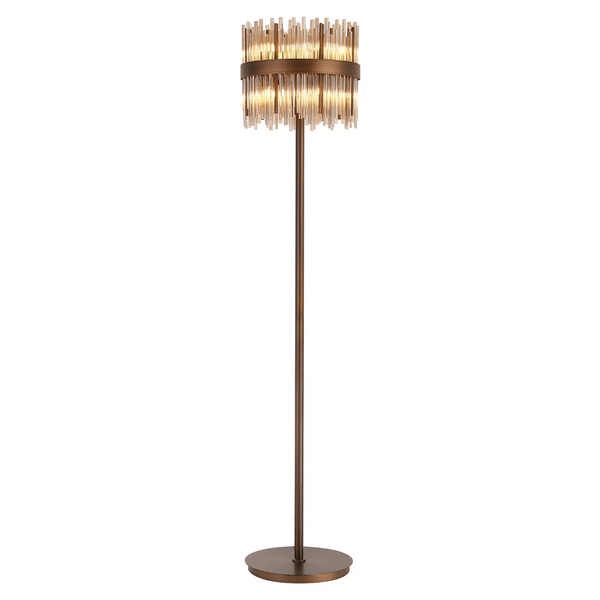Eckington Floor Lamp in Matt Bronze with Cognac Glass Rods