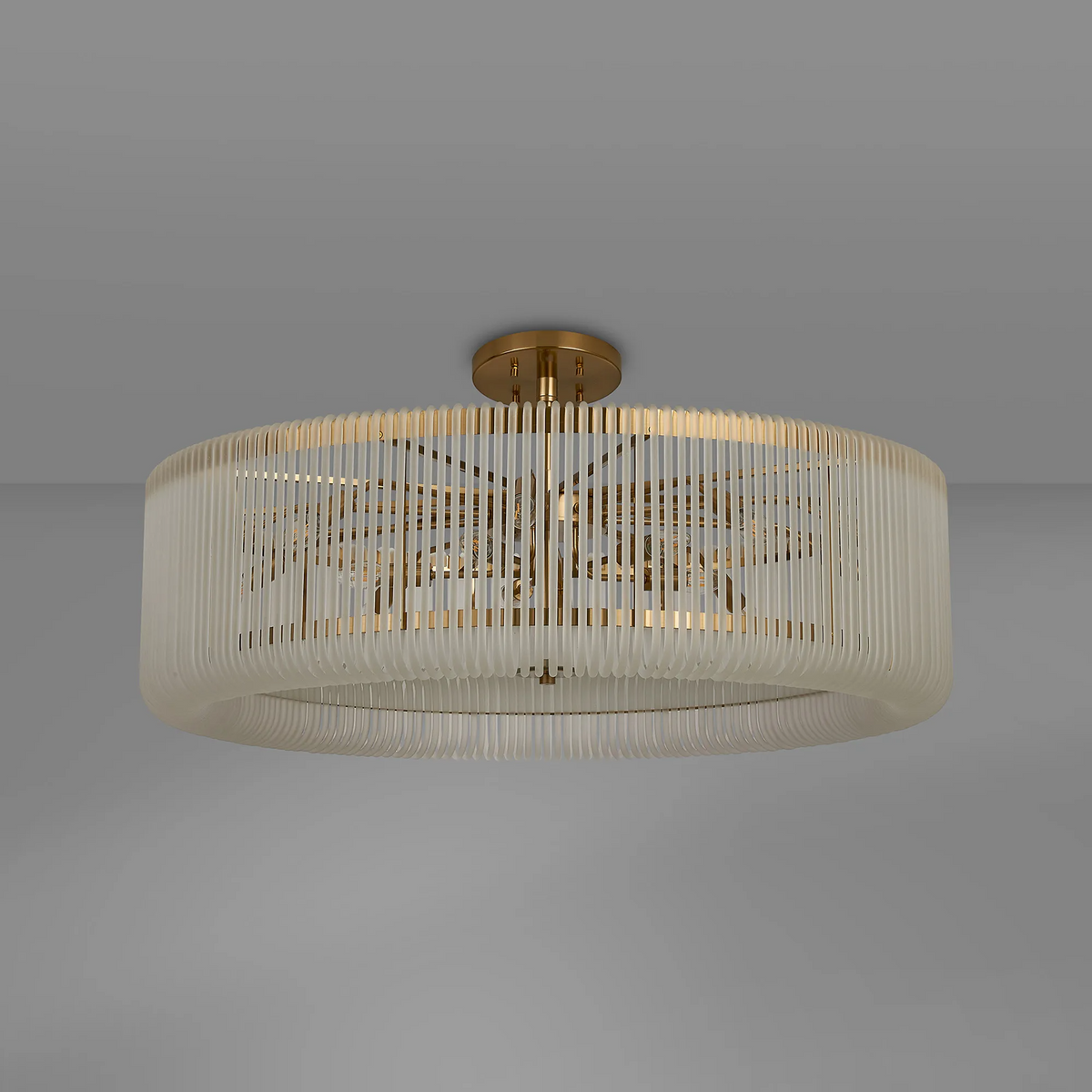 Jevington 1000mm Pendant or Semi Flush in Brass with Frosted Glass