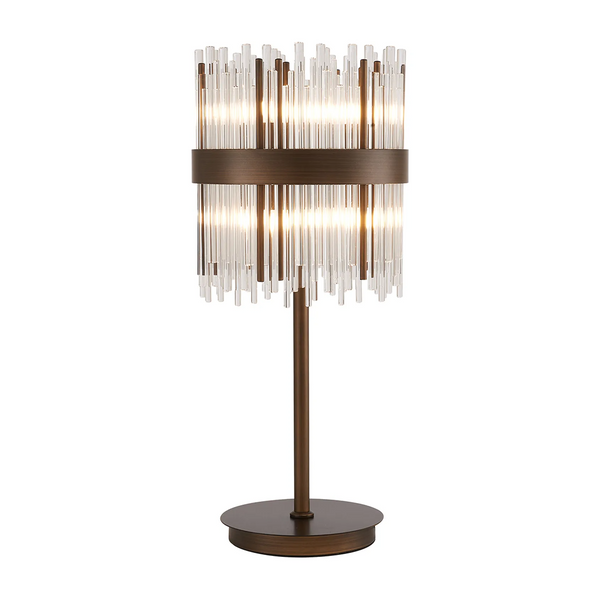 Eckington Table Lamp in Matt Bronze with Clear Glass Rods