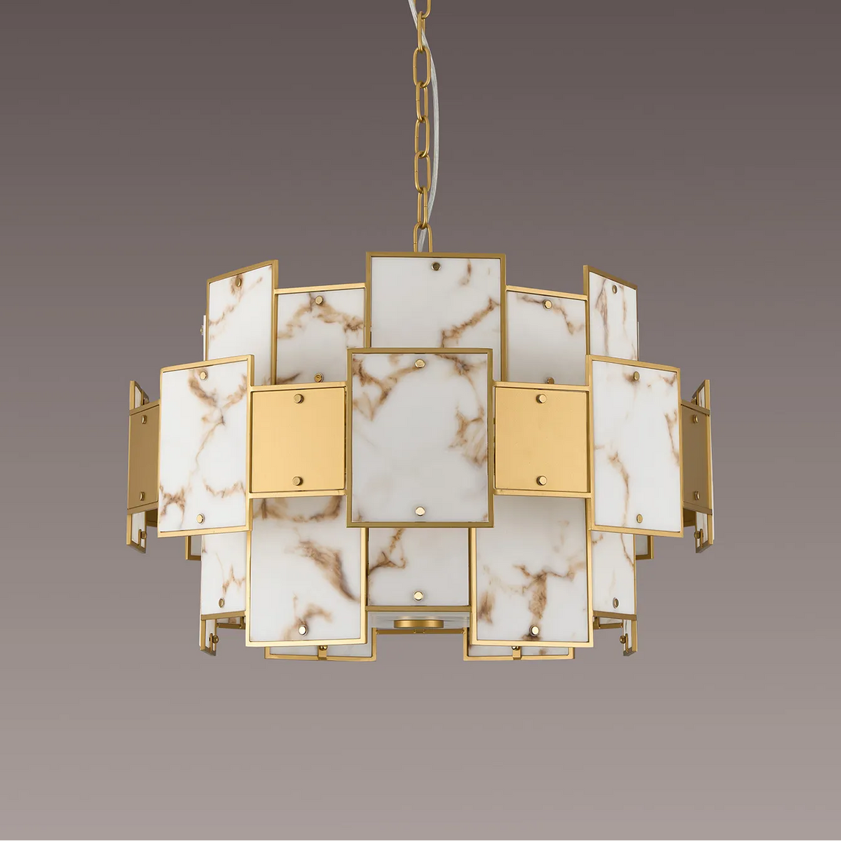 Gold and white marble chandelier