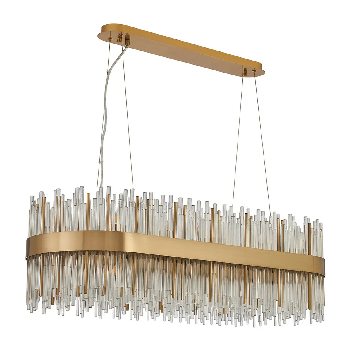 Eckington 1000 Linear Pendant in Brass with Clear Glass Rods – Dusk ...