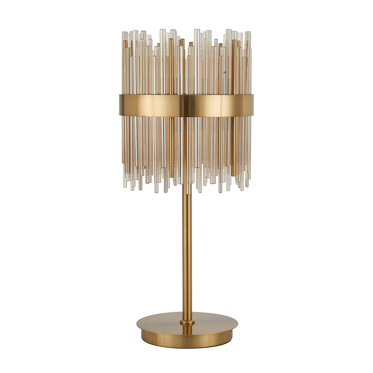 Eckington Table Lamp in Brass with Cognac Glass Rods