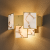 Glazeley Switched Wall Light with Faux Alabaster and Gold Panels