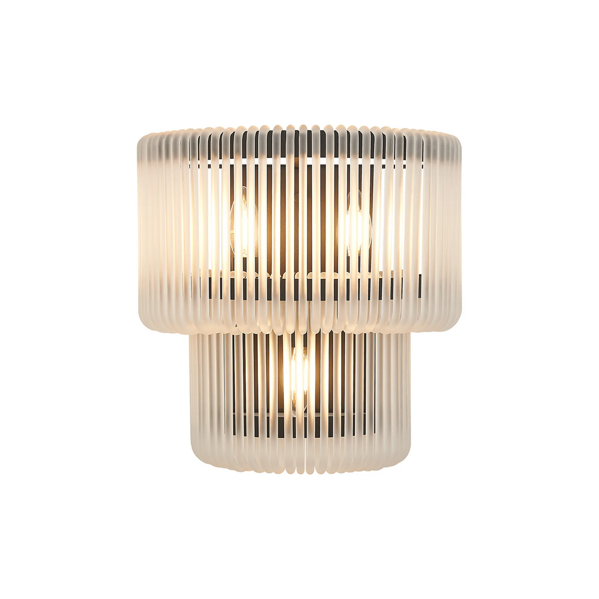 Jevington Large Two Tier Wall Light in Black with Frosted Glass