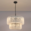 Jevington 780mm Two Tier Pendant or Semi Flush in Black with Frosted Glass