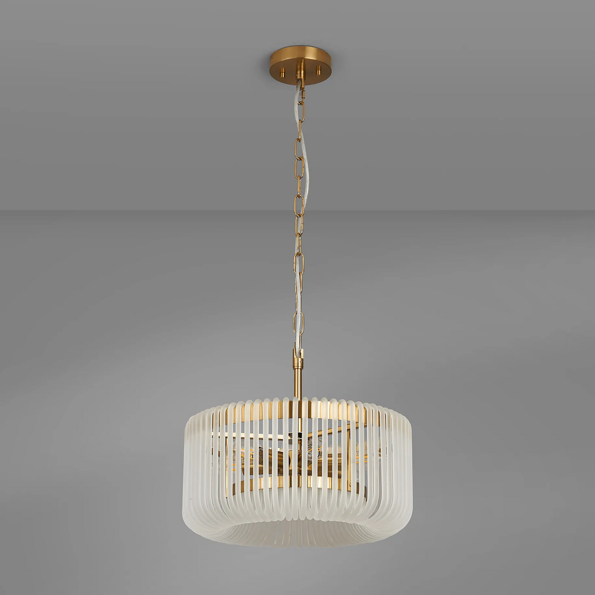 Jevington 400mm Pendant or Semi Flush in Brass with Frosted Glass