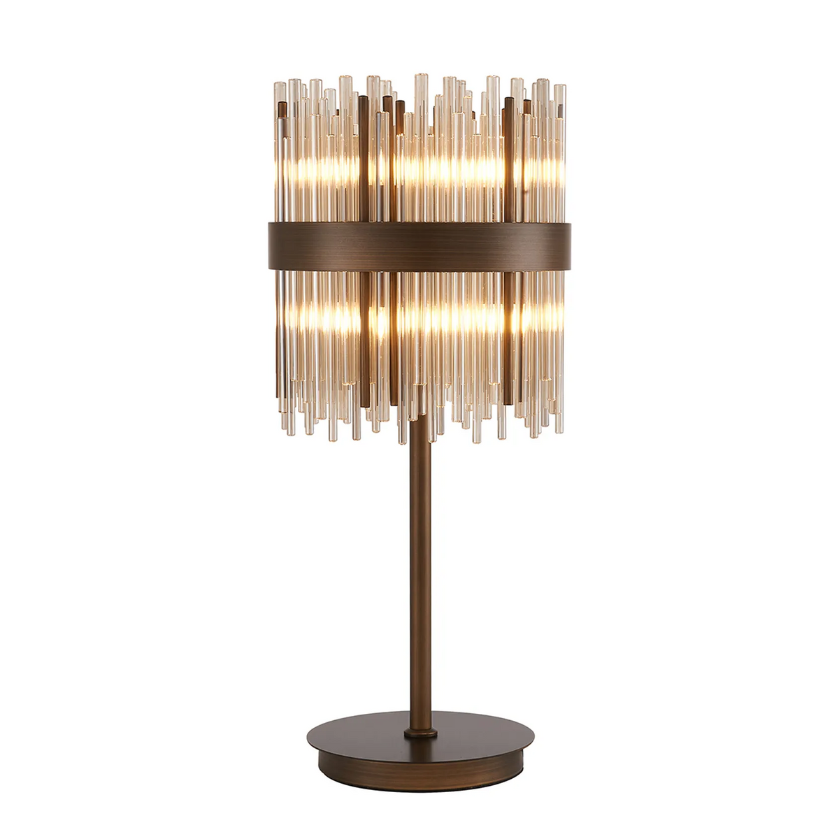 Eckington Table Lamp in Matt Bronze with Cognac Glass Rods